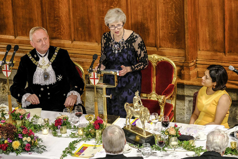 Prime Minister Theresa May speaking at Lord Mayor's Banquet