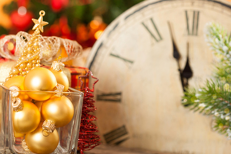 Clock with christmas decorations
