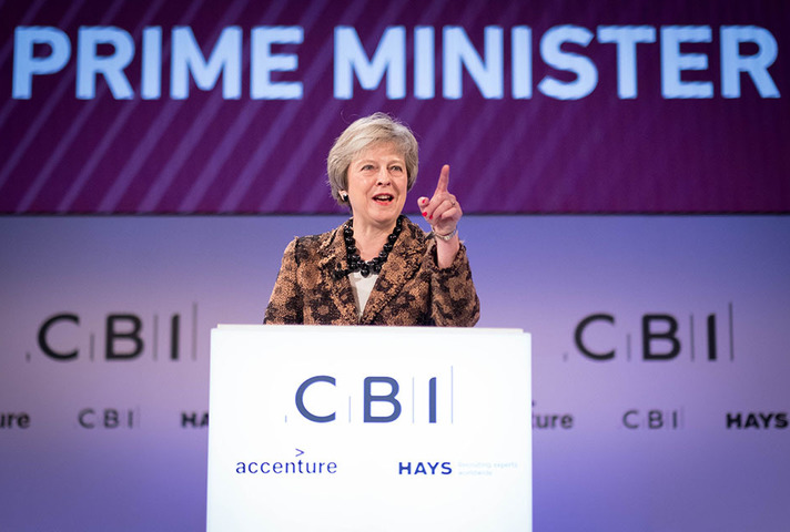 PM Theresa May addressing CBI