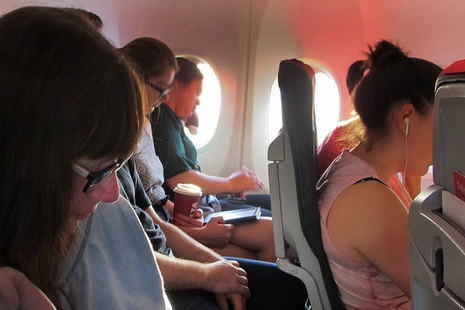 Inflight airplane passengers.