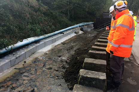 The entire river was dammed, allowing excavators and engineers onto the riverbed.