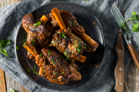 Lamb shanks on a plate