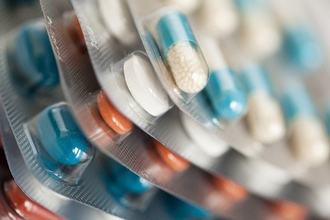 A blister pack of pills in close-up.