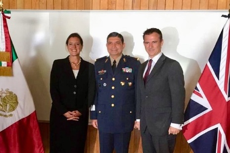 Defence Minister Mark Lancaster with Mexico's new Secretary of National Defence, General Luis Sandoval Gonzalez, and British Ambassador Corin Robertson.
