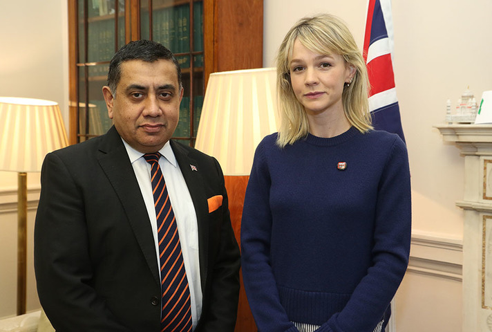 Lord Tariq Ahmad of Wimbledon with Carey Mulligan