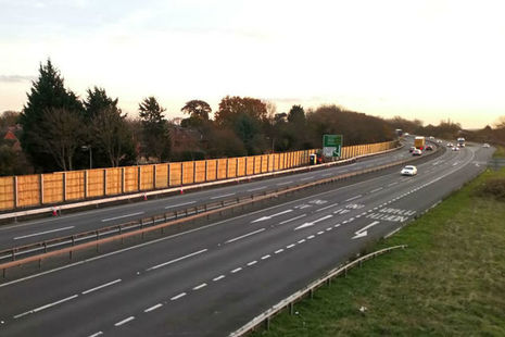 Noise barriers on the A1 in Nottinghamshire