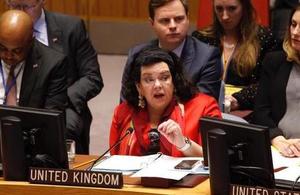 Ambassador Karen Pierce at the Security Council briefing on Yemen