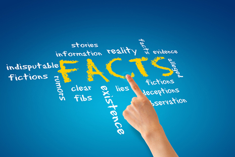 Finger pointing to the word facts