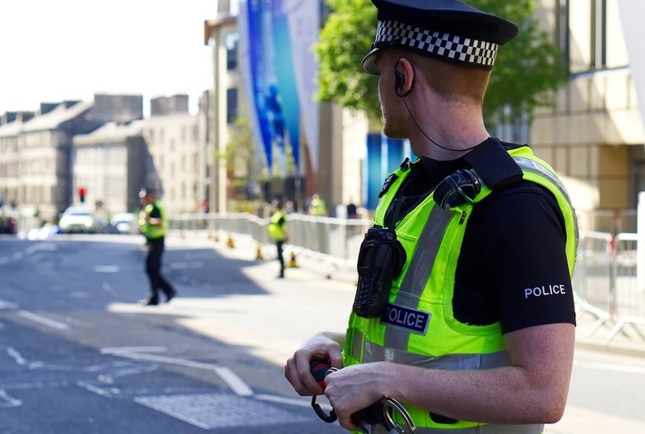 Police officer on duty on the streets
