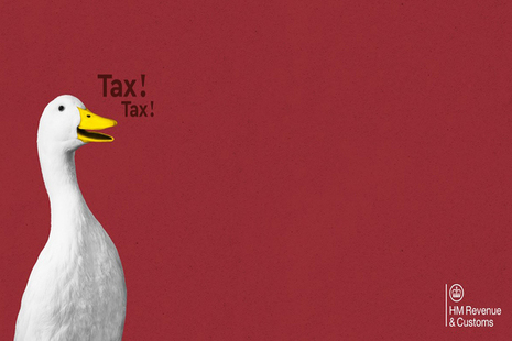 Tax ducks Self Assessment campaign brand image with caption 'tax, tax'.