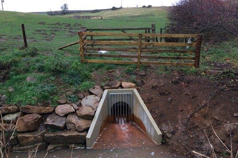 Newly constructed headwall at Allerdean Mill