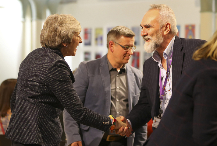 Prime Minister Theresa May meeting members of the community in Belfast, Northern Ireland