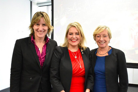 Mims Davies with Liz Nicholl and Katherine Grainger