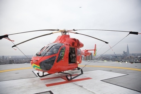 Air ambulance on helipad