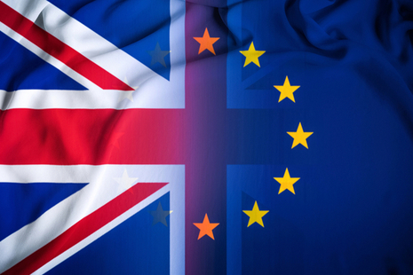 A blended image of the EU flag and the Union Flag.