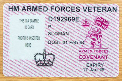 An example of the new Veterans ID card, Crown Copyright