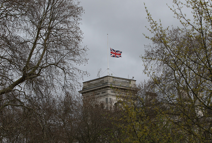 British flag at half mast in honour of the NZ victims who died
