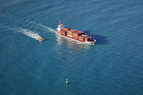 Commercial ship at sea