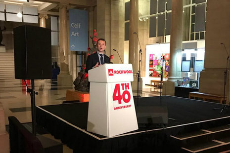 Welsh Secretary delivering his speech at the ROCKWOOL UK 40th anniversary event