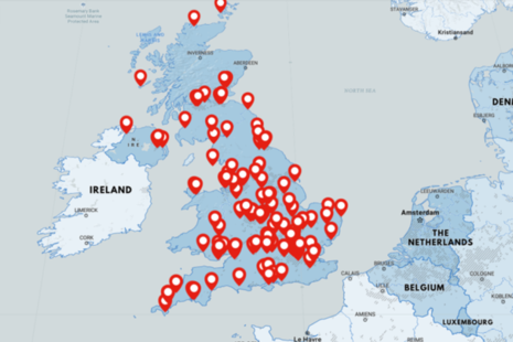 Screenshot of interactive map for industrial strategy actions