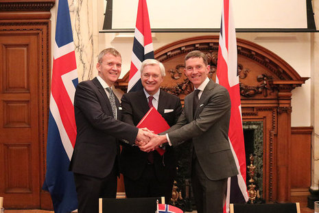 Her Majesty’s Trade Commissioner to Europe, Andrew Mitchell, with Stefán Haukur Jóhannesson, Ambassador of Iceland to the UK, and Wegger Christian Strømmen, Ambassador of Norway to the UK.
