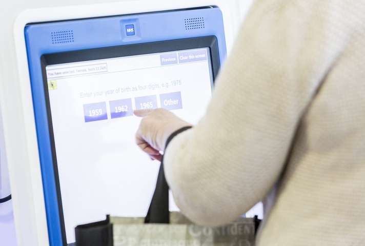 Patient using interactive screen