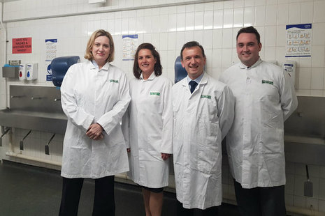 Amber Rudd and Alun Cairns meet staff from Peter's as they announce new online pensions dashboards