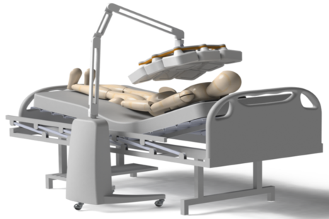 Artist impression of new portable 3D X-ray at patients bedside