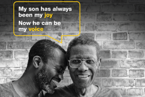 Man and son embracing
