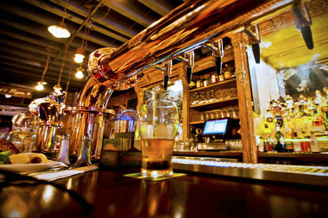 A picture of a bar and a glass