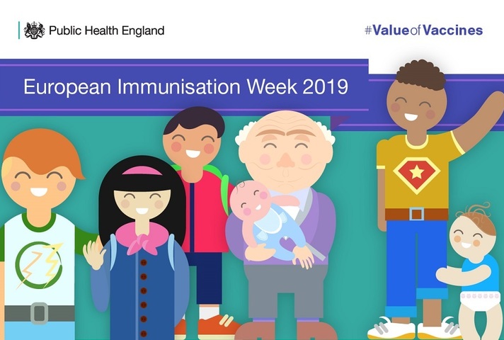 Graphic showing people of all ages and nationalities to illustrate European Immunisation Week 2019