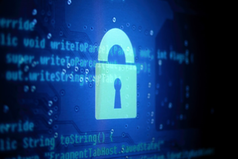 Computer screen with a padlock