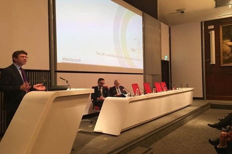 Business Secretary Greg Clark speaking at the launch of the Committee on Climate Change's 'Net Zero' report