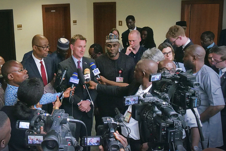 Foreign Secretary Hunt speaks to media in Abuja, Nigeria