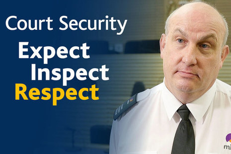 Court security officer with tag line: Expect, Inspect, respect