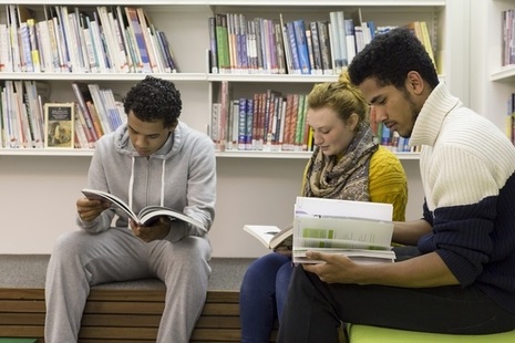 Students reading in library