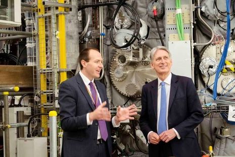Ian Chapman showing the Chancellor the fusion facilities at Culham
