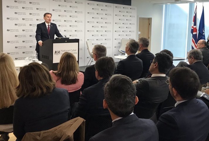 The Foreign Secretary, Jeremy Hunt, speaking at a NATO cyber-security conference
