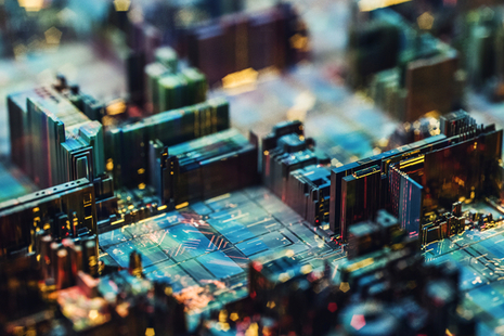 A close up of a circuit board.