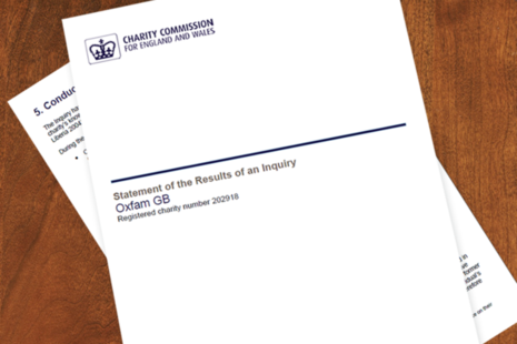 Front cover of the Charity Commission inquiry into Oxfam GB