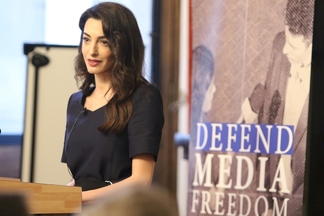 Amal Clooney speaking at FCO Leadership Conference