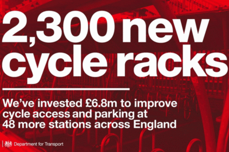 2300 new cycle racks - we've invested £6.8 million to improve cycle access and parking at 48 more railway stations across England.