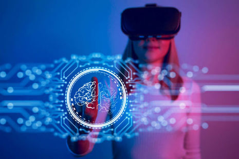 Woman using AI technology