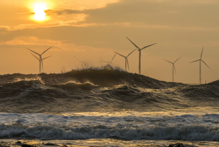 wind turbines in the sea