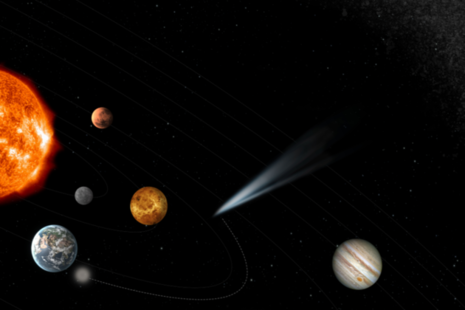 artist impression of a comet in the inner solar system