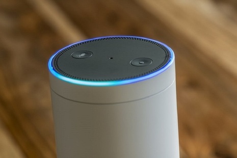 Voice technology device on table
