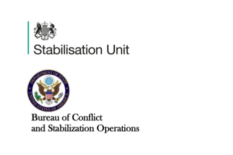 The Bureau of Conflict and Stabilization Operations in the U.S. Department of State logo, and the UK Government’s Stabilisation Unit logo, side-by-side. 