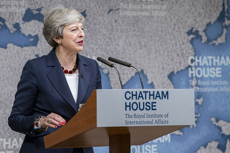 Prime Minister Theresa May speaking at Chatham House