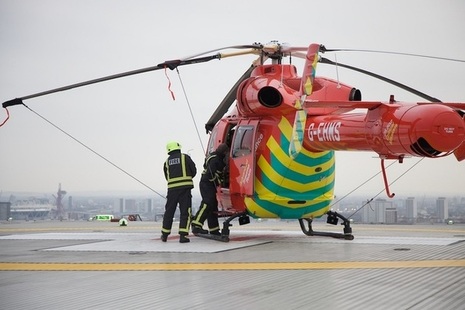 Air ambulance preparing to take off