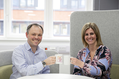 Toby and Rachel from Companies House having a curious coffee.
